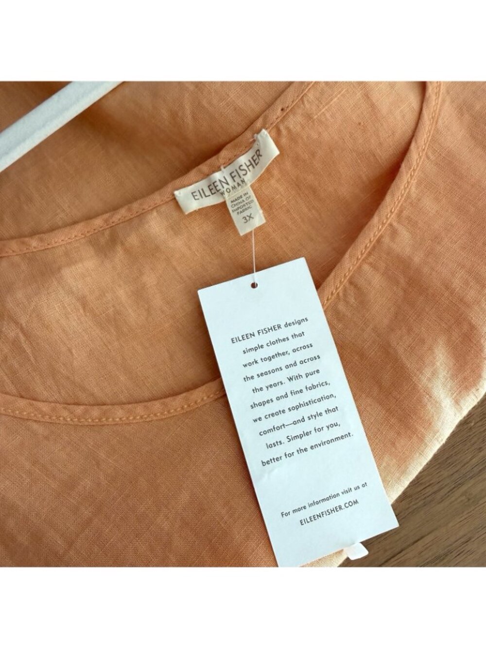 Eileen Fisher Handkerchief Irish Linen Sleeveless Tank Top Sz 3X NWT Orange - Picture 3 of 5